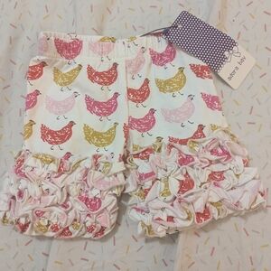 ADORA Bay Ruffled Shorts with Chicken Print